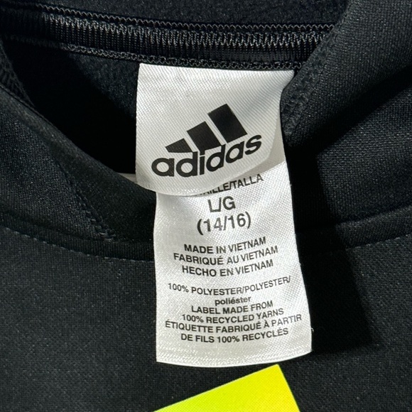 Adidas Hoodie Youth 14/16 LARGE Sweatshirt pullover Black Logo colorful - Picture 4 of 5